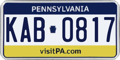 PA license plate KAB0817
