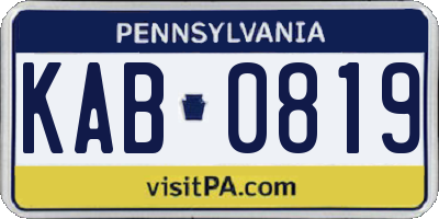 PA license plate KAB0819