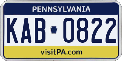 PA license plate KAB0822