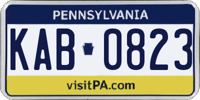 PA license plate KAB0823