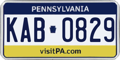 PA license plate KAB0829