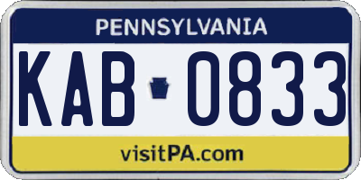 PA license plate KAB0833