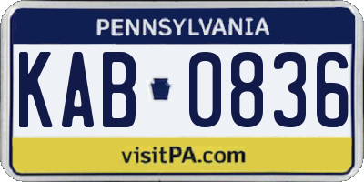 PA license plate KAB0836