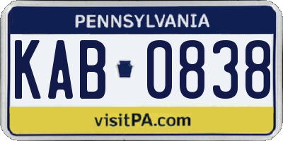 PA license plate KAB0838