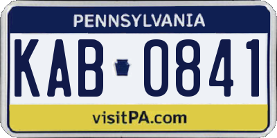 PA license plate KAB0841