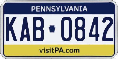 PA license plate KAB0842