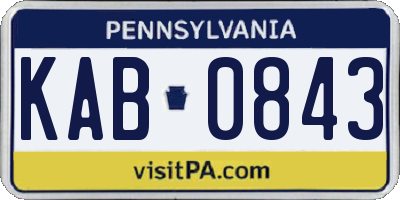PA license plate KAB0843
