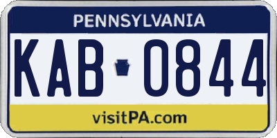 PA license plate KAB0844