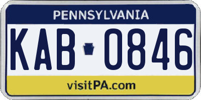 PA license plate KAB0846