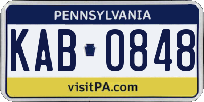 PA license plate KAB0848