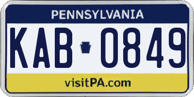 PA license plate KAB0849