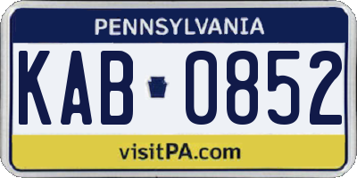 PA license plate KAB0852