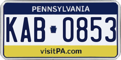PA license plate KAB0853