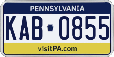 PA license plate KAB0855