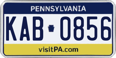 PA license plate KAB0856