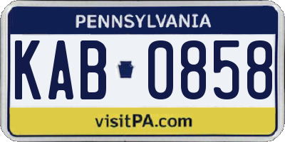 PA license plate KAB0858