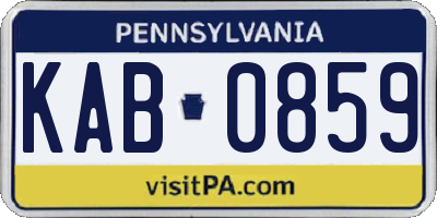 PA license plate KAB0859