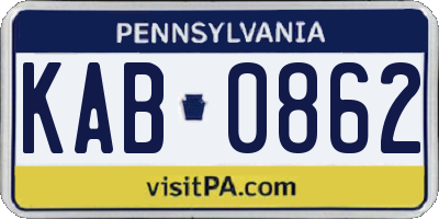 PA license plate KAB0862