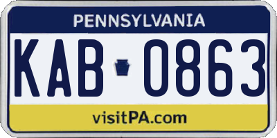PA license plate KAB0863