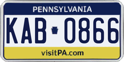 PA license plate KAB0866