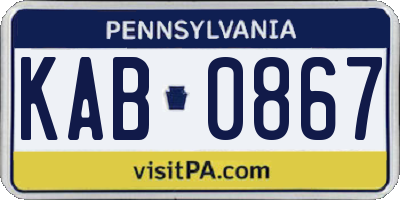 PA license plate KAB0867