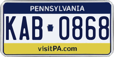 PA license plate KAB0868