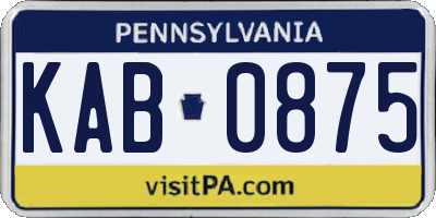 PA license plate KAB0875