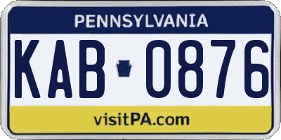 PA license plate KAB0876