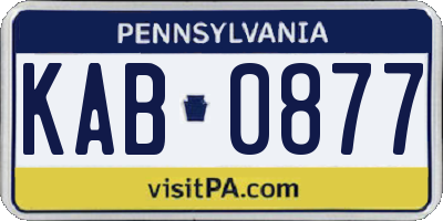 PA license plate KAB0877