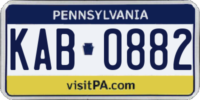 PA license plate KAB0882