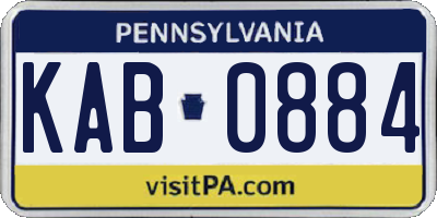 PA license plate KAB0884
