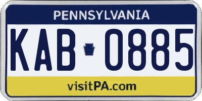 PA license plate KAB0885