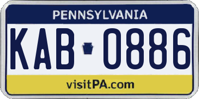 PA license plate KAB0886