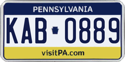 PA license plate KAB0889