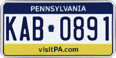 PA license plate KAB0891