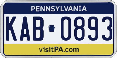 PA license plate KAB0893