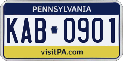 PA license plate KAB0901