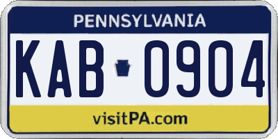 PA license plate KAB0904