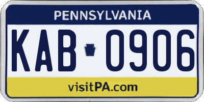 PA license plate KAB0906