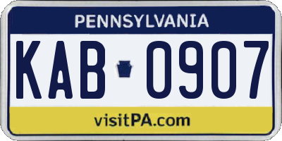 PA license plate KAB0907
