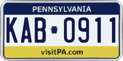 PA license plate KAB0911