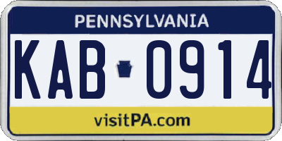 PA license plate KAB0914
