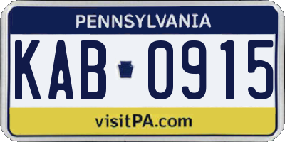 PA license plate KAB0915