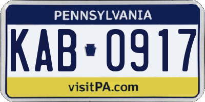 PA license plate KAB0917