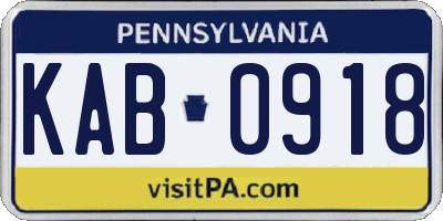 PA license plate KAB0918