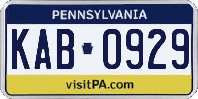 PA license plate KAB0929