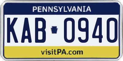 PA license plate KAB0940