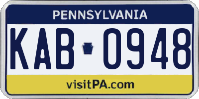 PA license plate KAB0948