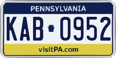 PA license plate KAB0952
