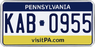 PA license plate KAB0955